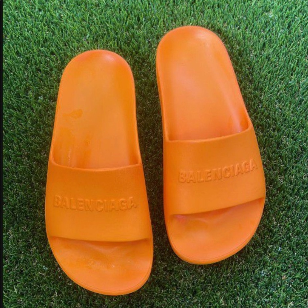 Balenciaga Mono Logo Platform Pool Slides Sandals